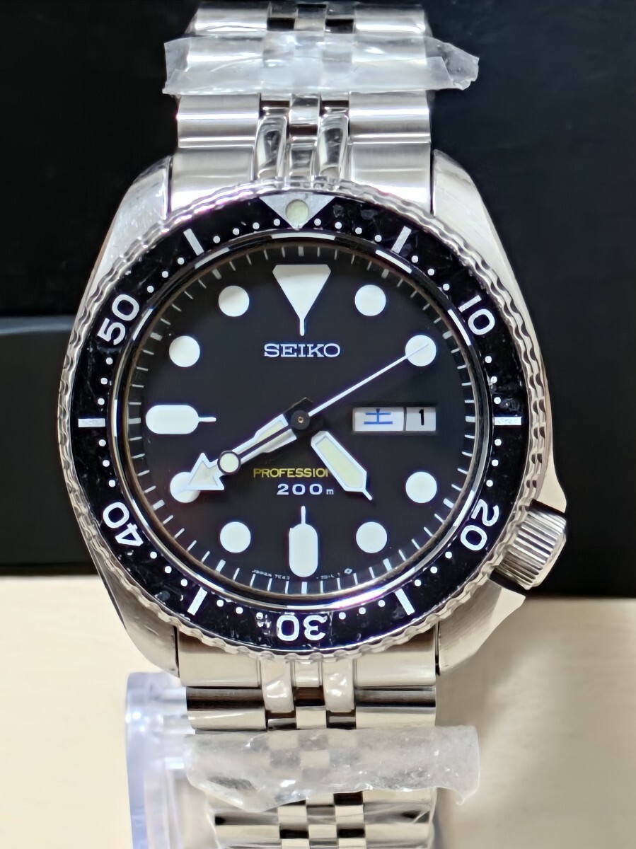 SEIKO セイコー プロフェッショナル ダイバー 200m 7C43-7010 ブラック文字盤・ 新品純正電池交換済&新品パーツ取付済み・稼働品!!拍卖