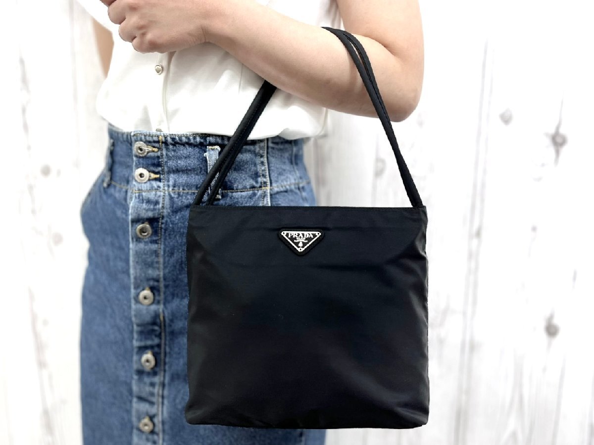 極美品 PRADA プラダ テスート ハンドバッグ バッグ ナイロン 黒 103760Y拍卖