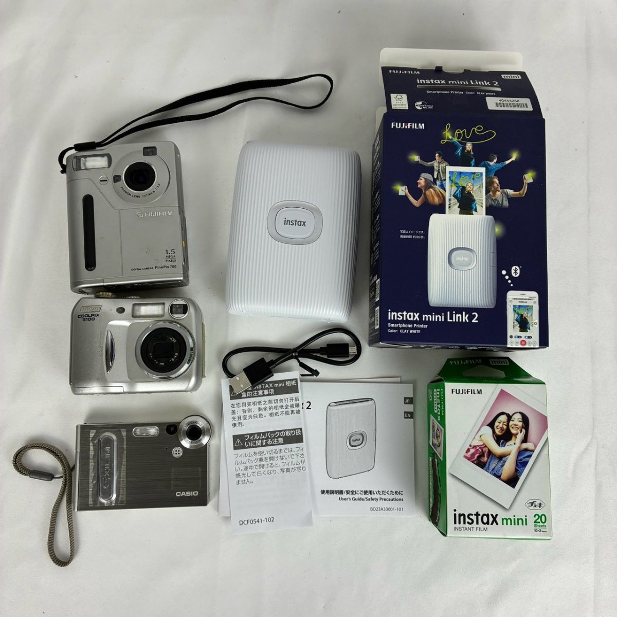 1円~⑧ デジカメ 4点まとめ FUJIFILM FinePix 700 instax mini Link 2 Nikon COOLPIX 3100 CASIO EXILIM コンパクトデジタルカメラ #④85拍卖