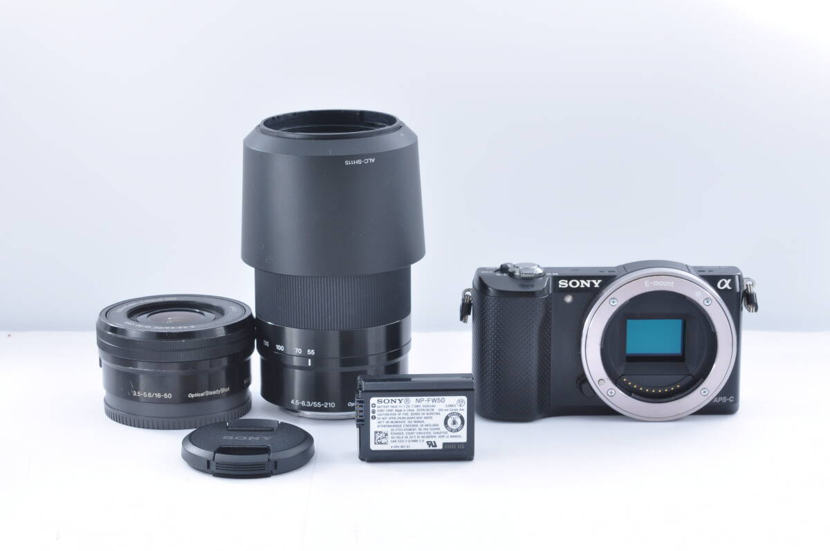 1円〜⑤ 【ショット数12500回】SONY ILCE-5000Y α5000 16-50mm F3.5-5.6 55-210mm F4.5-6.3 ミラーレス一眼 ダブルズームキット #④75拍卖