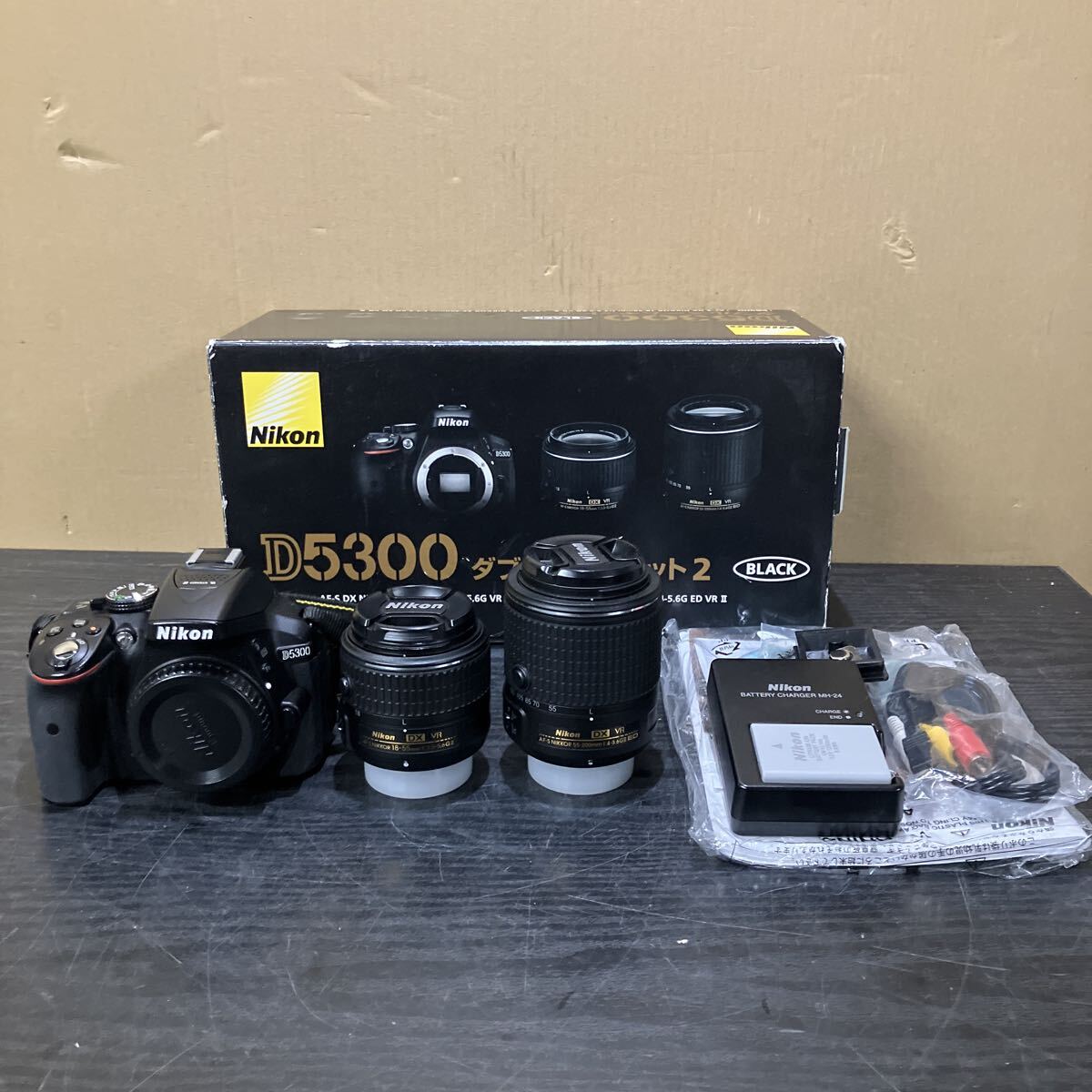 TKK459 美品★ Nikon ニコン デジタル一眼レフカメラ D5300 ダブルズームキット2 18-55mm f3.5-5.6 55-200mm f4-5.6 バッテリー・充電器付拍卖