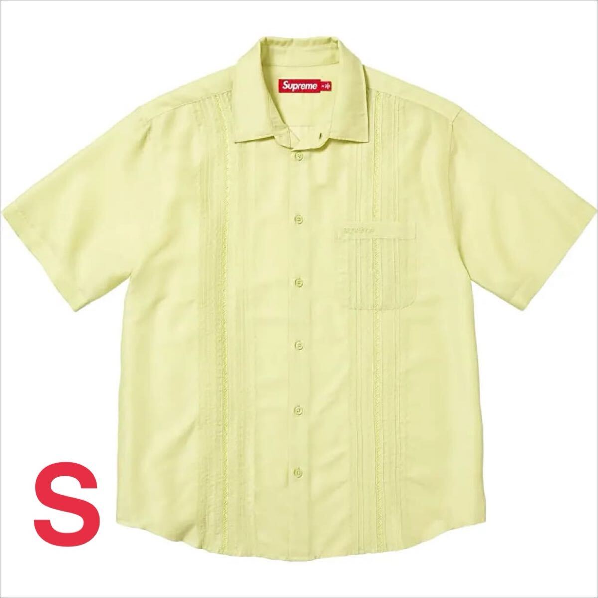 S 新品 26SS Supreme シュプリーム Pintuck S/S Shirt ピンタックSSシャツ Lime ライム 国内正規 拍卖
