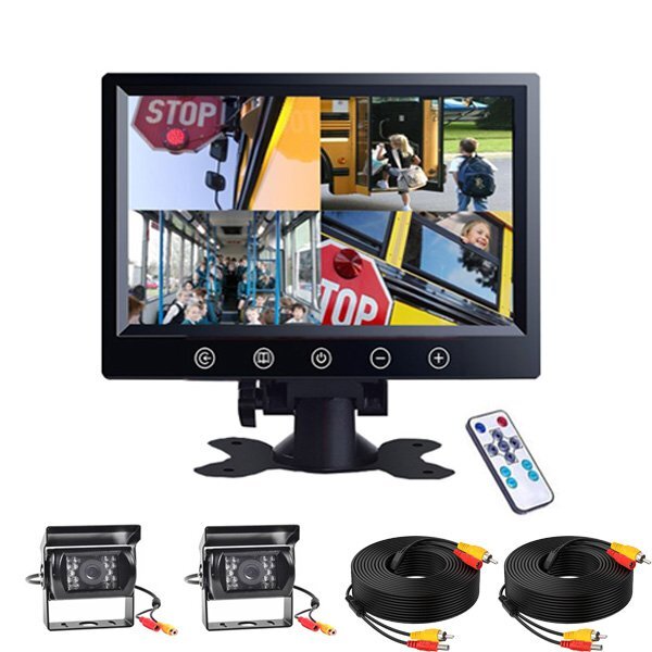 9インチ モニター オンダッシュ バックカメラ RCA 4分割 セット2画面同時表示 赤外線 12V 24V 暗視カメラ 大型車 トラック拍卖