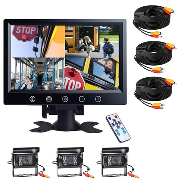 車 9インチ モニター オンダッシュ バックカメラ RCA 4分割 セット 赤外線 LED 12V 24V 暗視カメラ 大型車 トラック 送料無料拍卖