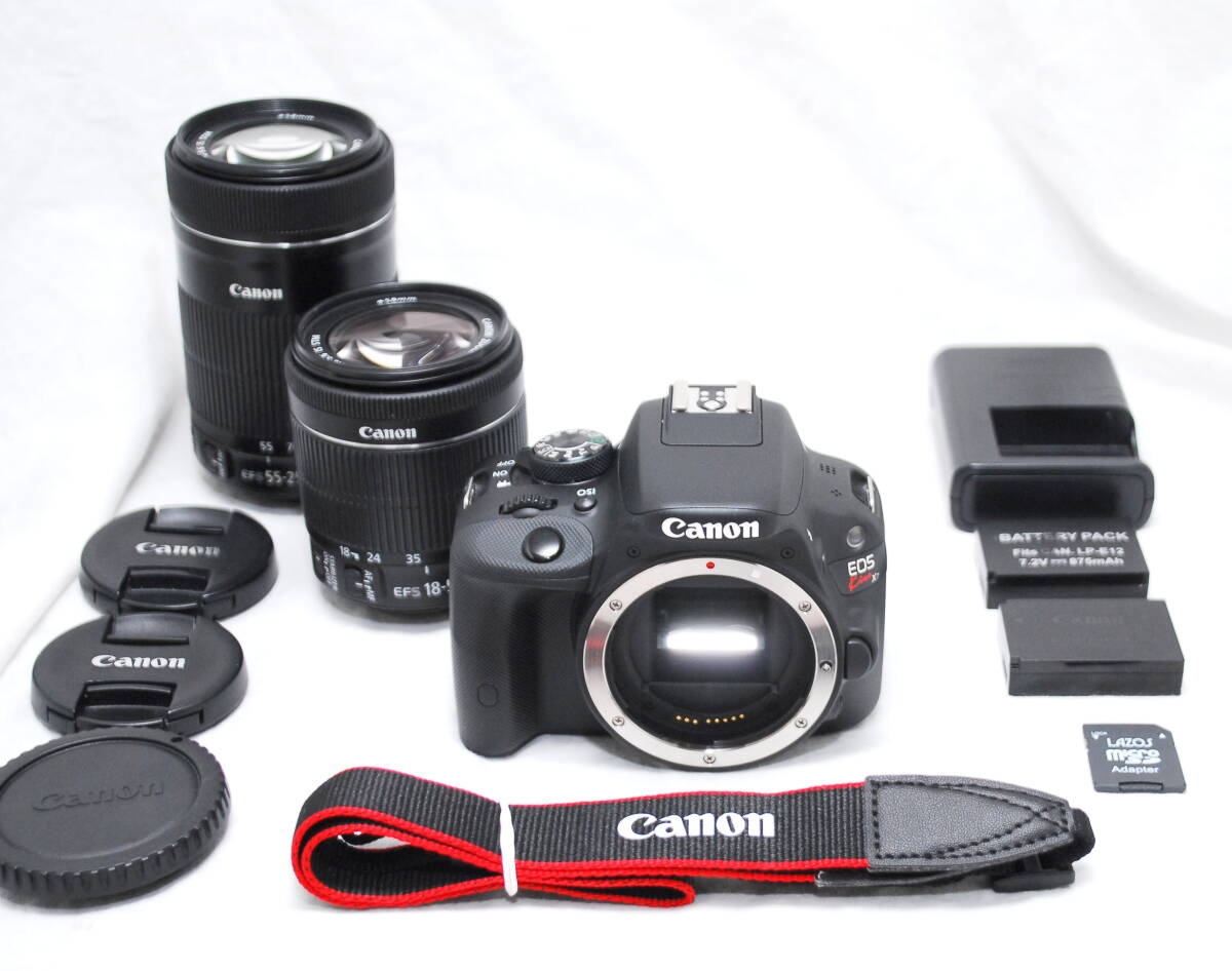 【新品級 1000ショット・純正Wレンズ 豪華セット】Canon キヤノン Kiss X7 EF-S 18-55mm 55-250mm IS STM拍卖
