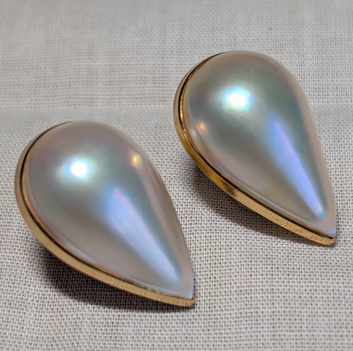 【1000円スタート】イヤリング ドロップ マベ真珠 金18K ゴールド パール 重量8.5g 全長2.5×1.5cm ジュエリー 宝石 レディース【tya014】拍卖