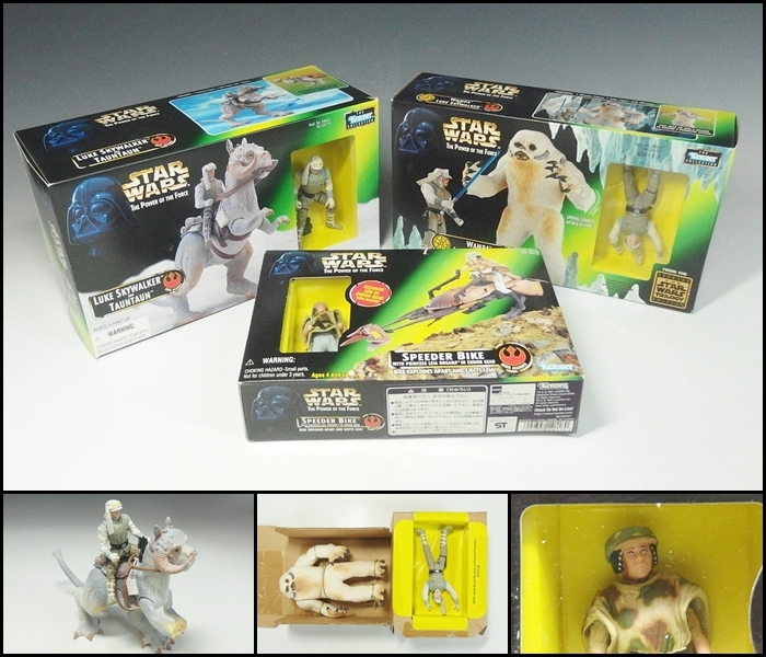 【260806-8】スターウォーズフィギュア 開封済み【LUKE SKYWALKER AND TAUNTAUN・WAMPA】【SPEEDER BIKE WITH PRINCESS LEIA※未開封】三点拍卖