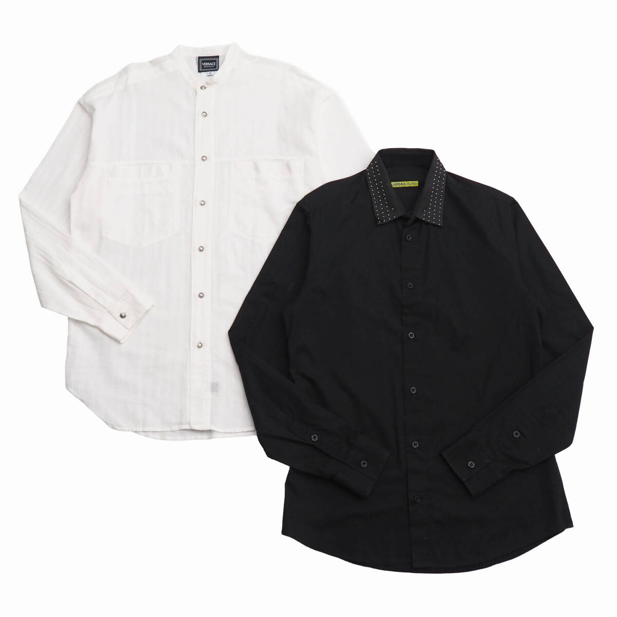 MI3021◇ヴェルサーチジーンズ VERSACE JEANS COUTURE 2点セット メデューサボタン スタッズ 長袖シャツ コットン 黒/白系拍卖