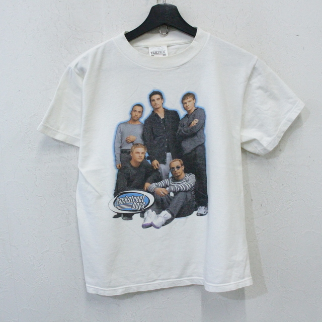 y417 90sビンテージ タルテックス 半袖Tシャツ バックストリートボーイズ backstreetboys■1990年代製 表記ボーイズLサイズ 白 00s拍卖