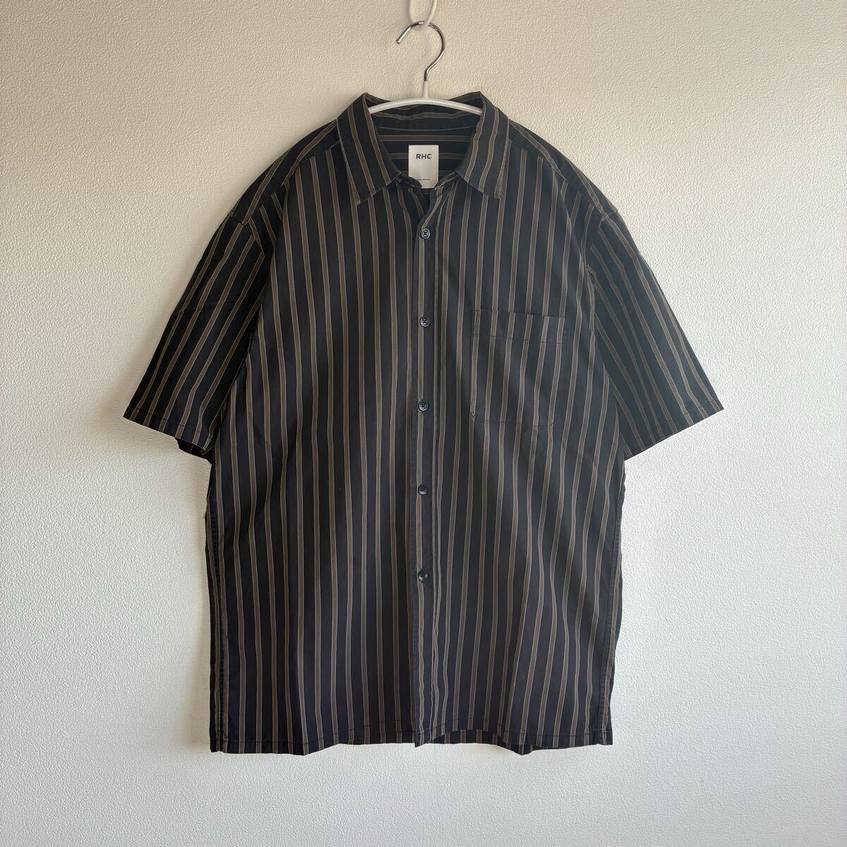 極美品! Ron Herman ロンハーマン RHC STRIPE Short Sleeve SHIRT ストライプ 半袖シャツ オープンカラー コットン M拍卖
