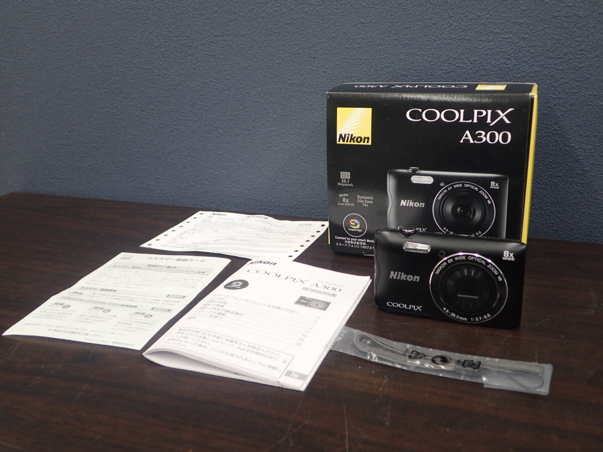 美品 動作未確認 ジャンク品 Nikon ニコン COOLPIX クールピクス デジタルカメラ A300 ブラック 外箱 取説付き 充電器なし 激安1円スタート拍卖