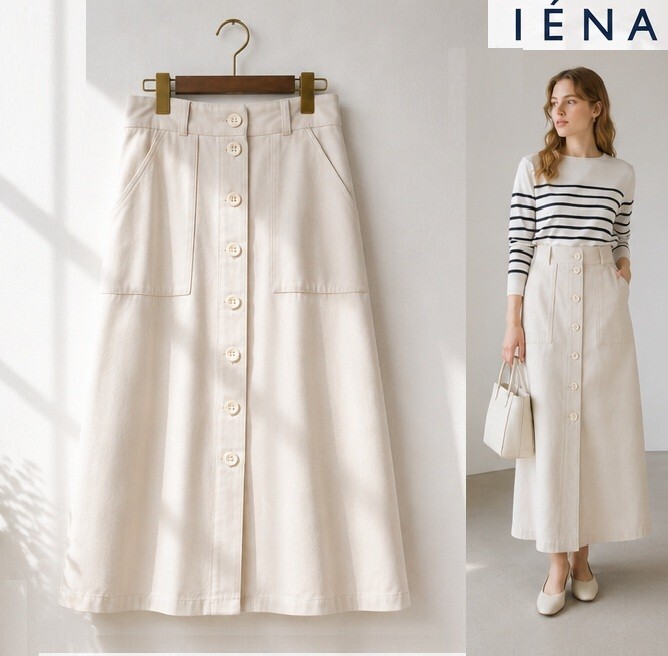 美品/IENA/イエナ/ミディロングフロントボタンスカート/17,200円拍卖