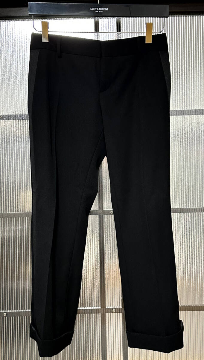 サンローラン テーパードパンツ サイズ34 ブラック タキシードパンツ アンソニーバカレロ saint laurent by anthony vaccarello拍卖