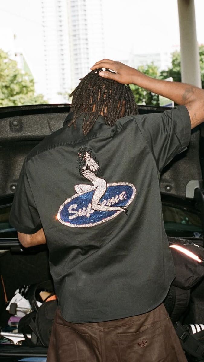 Supreme 25SS Pin Up Rhinestone Work Shirt シュプリーム S拍卖