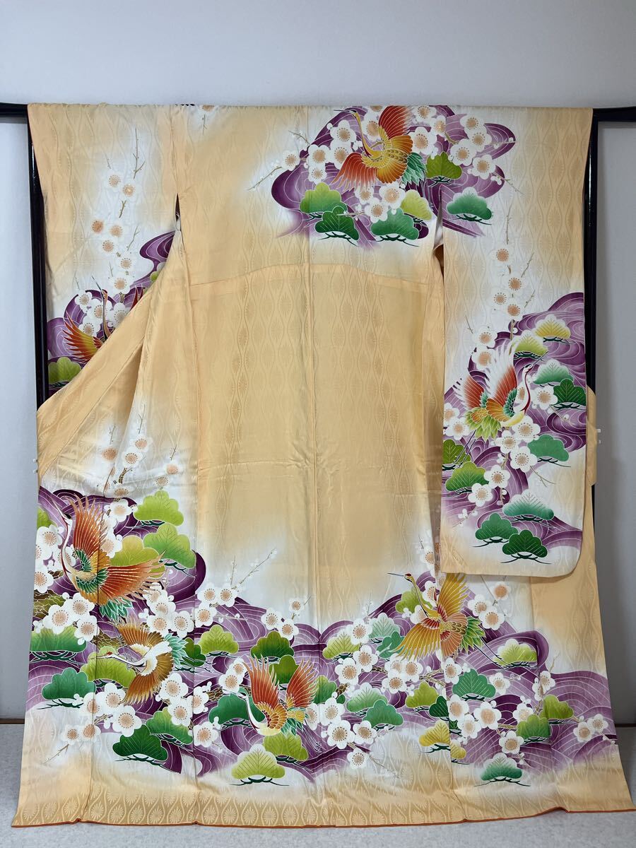 振袖 正絹 金彩 晴着 礼装 成人式 金駒刺繍 着物 着丈166cm きもの 呉服拍卖