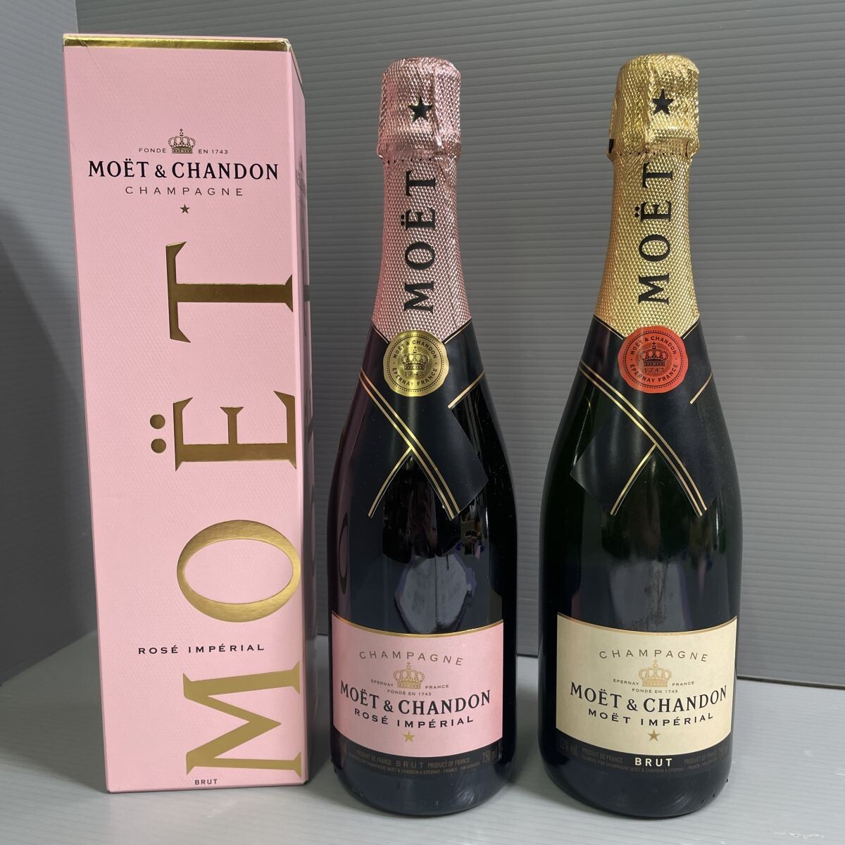 10b43★1000円~★未開栓 MOET シャンパン 2本セット 750ml 12% 白 ロゼ 整理品アルコール ワイン スパークリング モエ・エ・シャンドン拍卖
