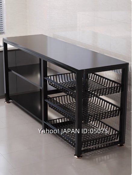 新式キッチン収納ラック床置き多段収納ラック多功能家庭用オーブン野菜ラック棚収納棚拍卖
