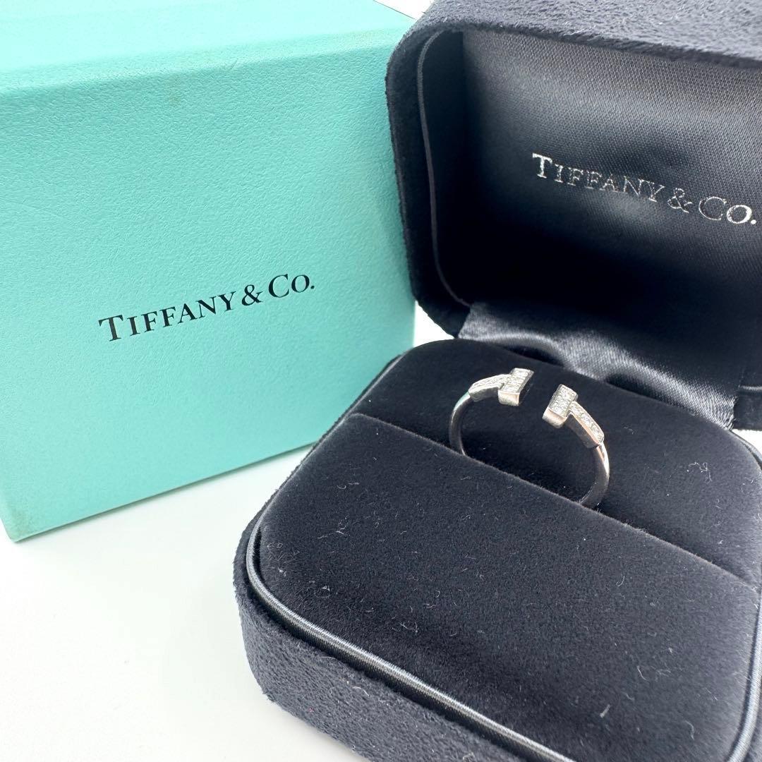 ティファニー Tワイヤーリング Au750 K18 WG ダイヤ Tiffany拍卖