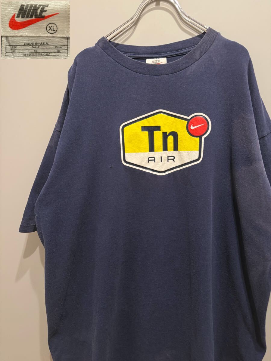 ★90s★USA製★NIKE★ナイキ★Tn AIR★エアマックスプラス★ロゴ★Tシャツ★XL★フェードネイビー★ヴィンテージ★スニーカー★拍卖