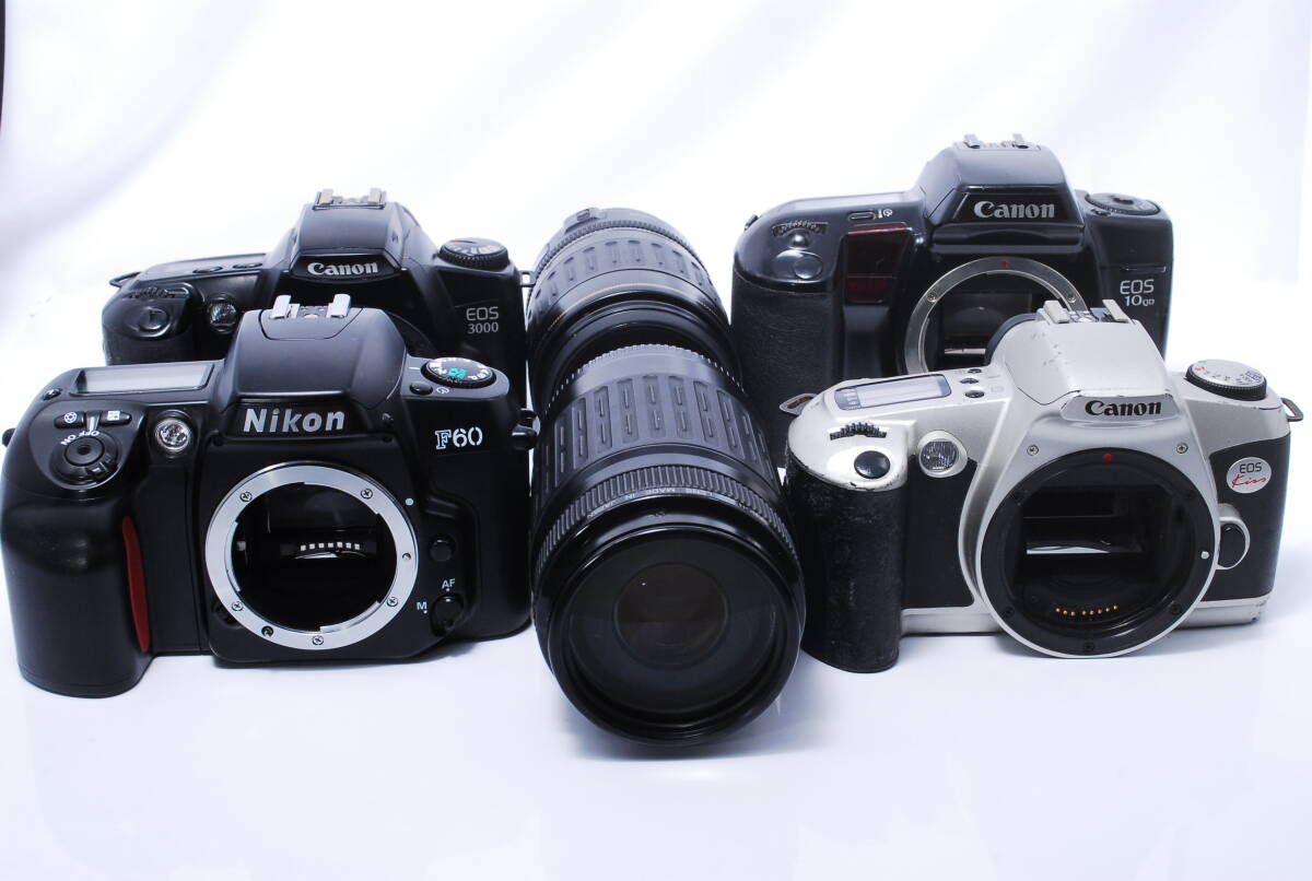 Canon Nikon フィルム一眼4台+望遠レンズ2本 ジャンク まとめ売り拍卖