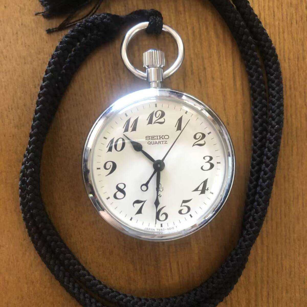 SEIKO 7550-0010 国鉄鉄道懐中時計 純正ストラップ付き 酸化銀電池新品交換済み 送料無料拍卖