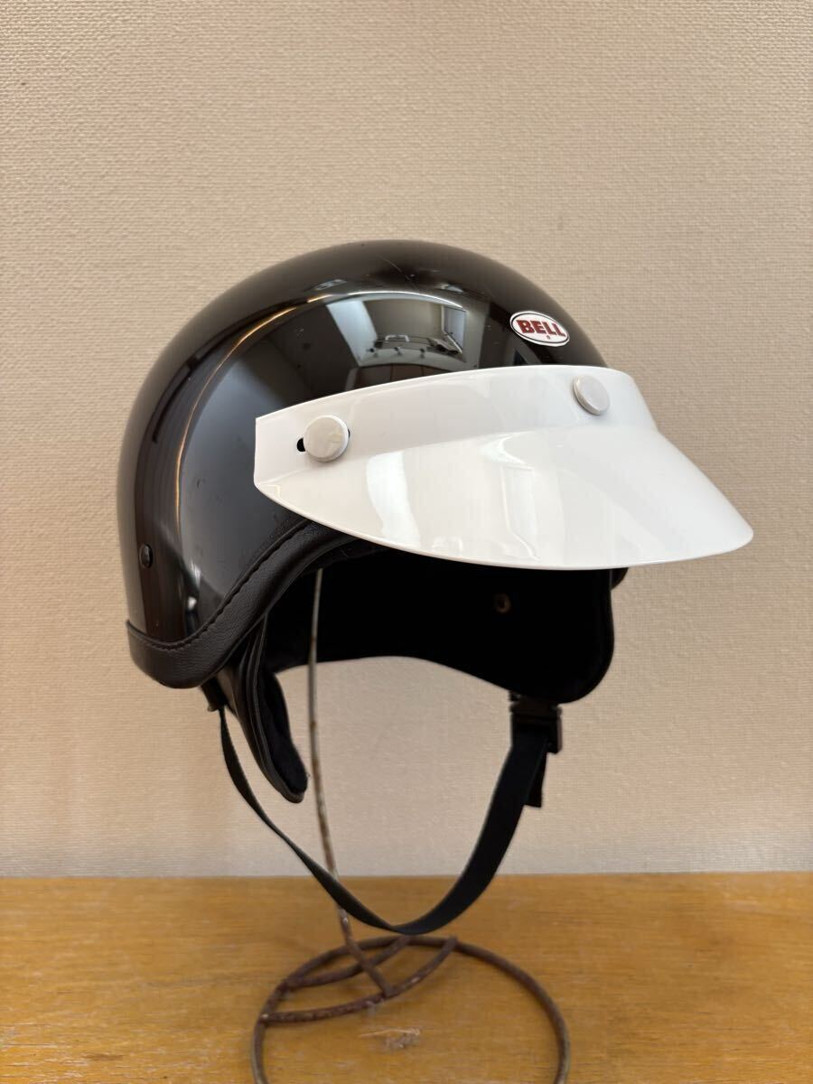 ビンテージ ハーフ ヘルメット ショーティー ブラック ポリス カラースナップバイザー付き 検索) 旧車 buco bell 昭和 当時物 拍卖