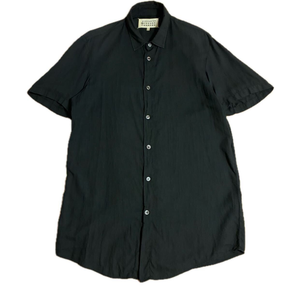 2013ss Maison Margiela メゾンマルジェラ ステッチ半袖シャツ 46 ブラック 黒拍卖