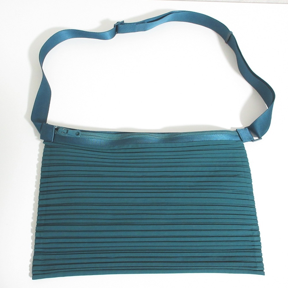 美品 PLEATS PLEASE ISSEY MIYAKE プリーツプリーズ イッセイミヤケ ショルダーバッグ PP12-AG541 グリーン拍卖