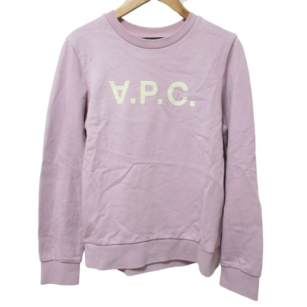美品 A.P.C. アーペーセー ロゴプリント クルーネック スウェット トレーナー S ピンク拍卖