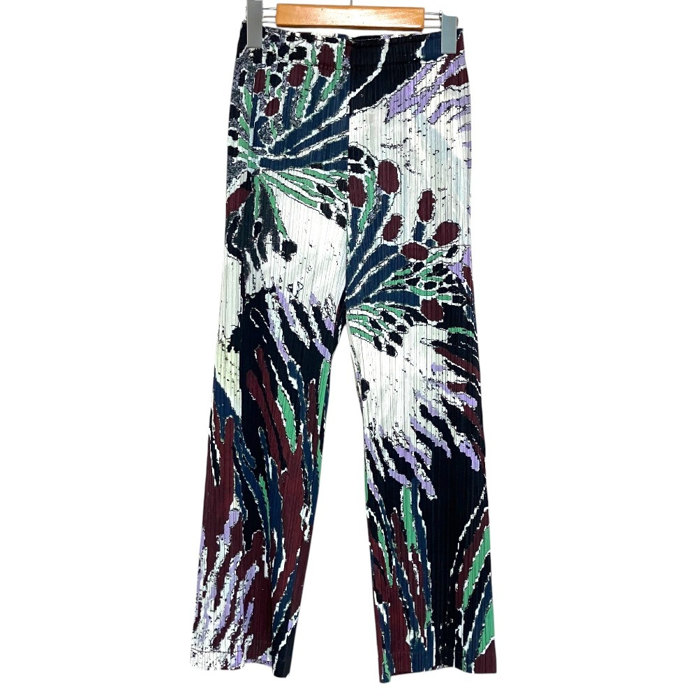 美品 23AW PLEATS PLEASE プリーツプリーズ イッセイミヤケ FROSTY FOREST PANTS イージーパンツ PP33JF703 サイズ2 マルチカラー拍卖