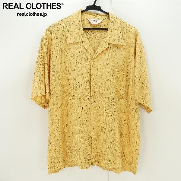 ☆STAR OF HOLLYWOOD/スターオブハリウッド HIGH DENSITY RAYON OPEN SHIRT WOOD GRAIN オープンカラーシャツ SH39317/L /UPK拍卖