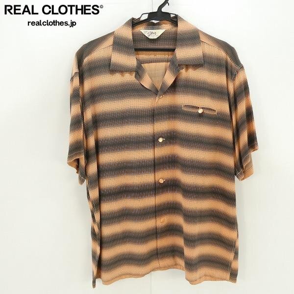 ☆STAR OF HOLLYWOOD/スターオブハリウッド 半袖 オープンカラーシャツ アロハシャツ GRADATION STRIPE SH38122/L /UPK拍卖
