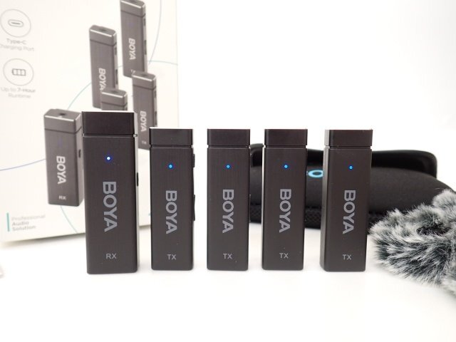 BOYA ボヤ BY-W4 ミニポータブル 無指向性集音ワイヤレスマイク ピンマイク 瞬間接続 4チャンネル 元箱付き □ 769C9-1拍卖