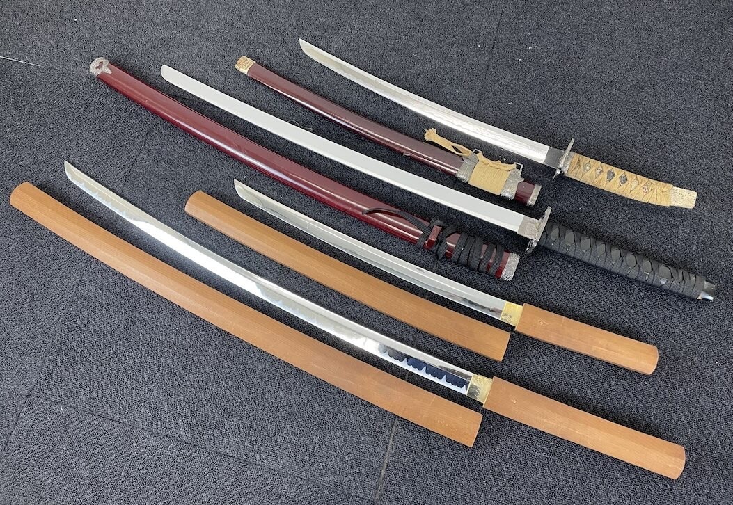 【婀】模造刀 4点 まとめ 白鞘 模擬刀 居合刀 脇差 前長約69~103cm G26FE14拍卖
