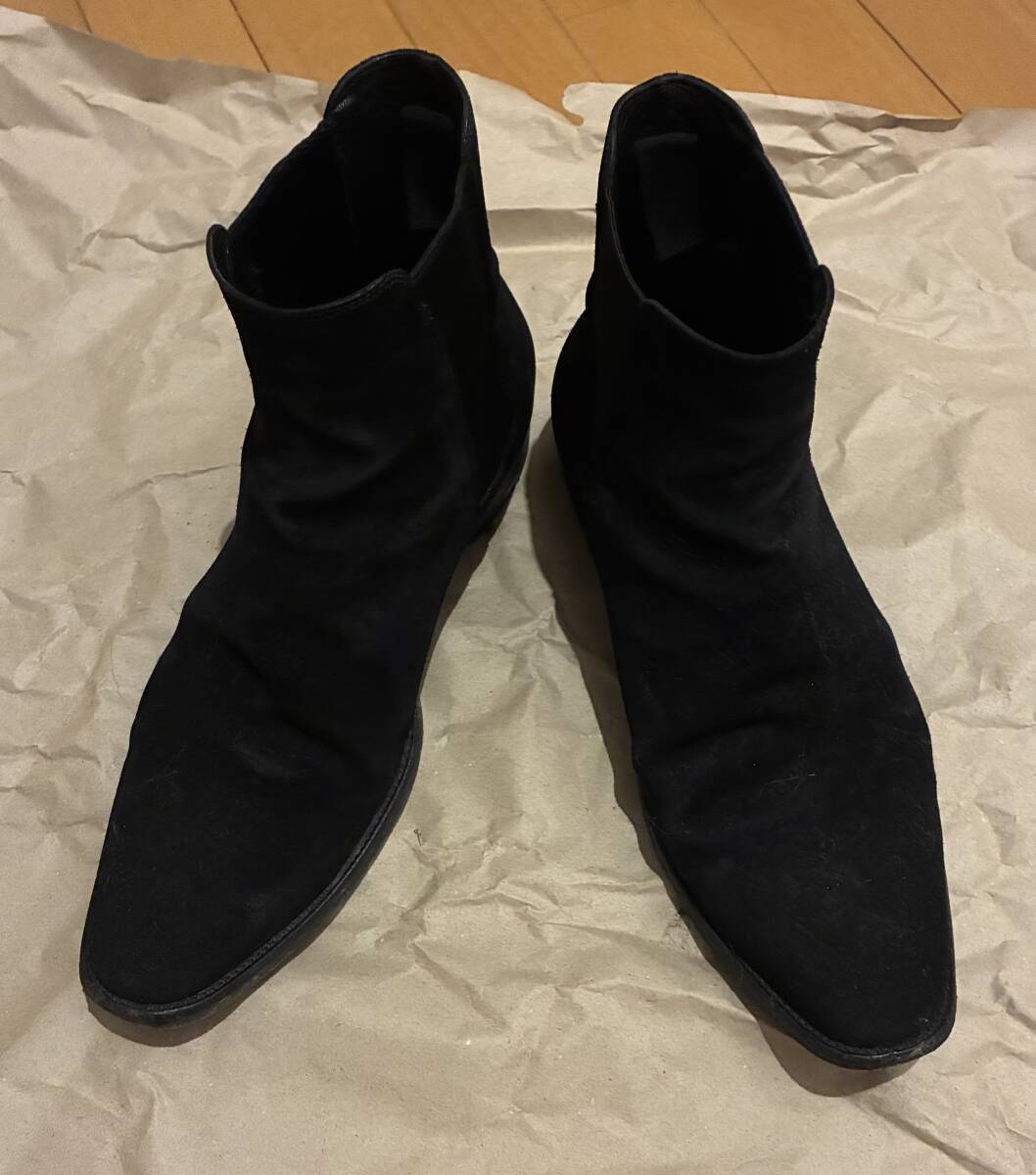 SAINT LAURENT PARIS サンローランパリ スエード サイドゴア ブーツ 黒 Black 42 ポインテッドトゥ ヒールブーツ ダークウェア darkwear拍卖