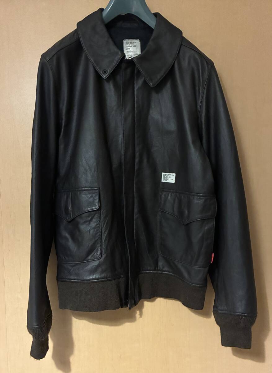 WTAPS A-2 牛革 レザージャケット レザーブルゾン 茶色 ブラウン ダブルタップス拍卖