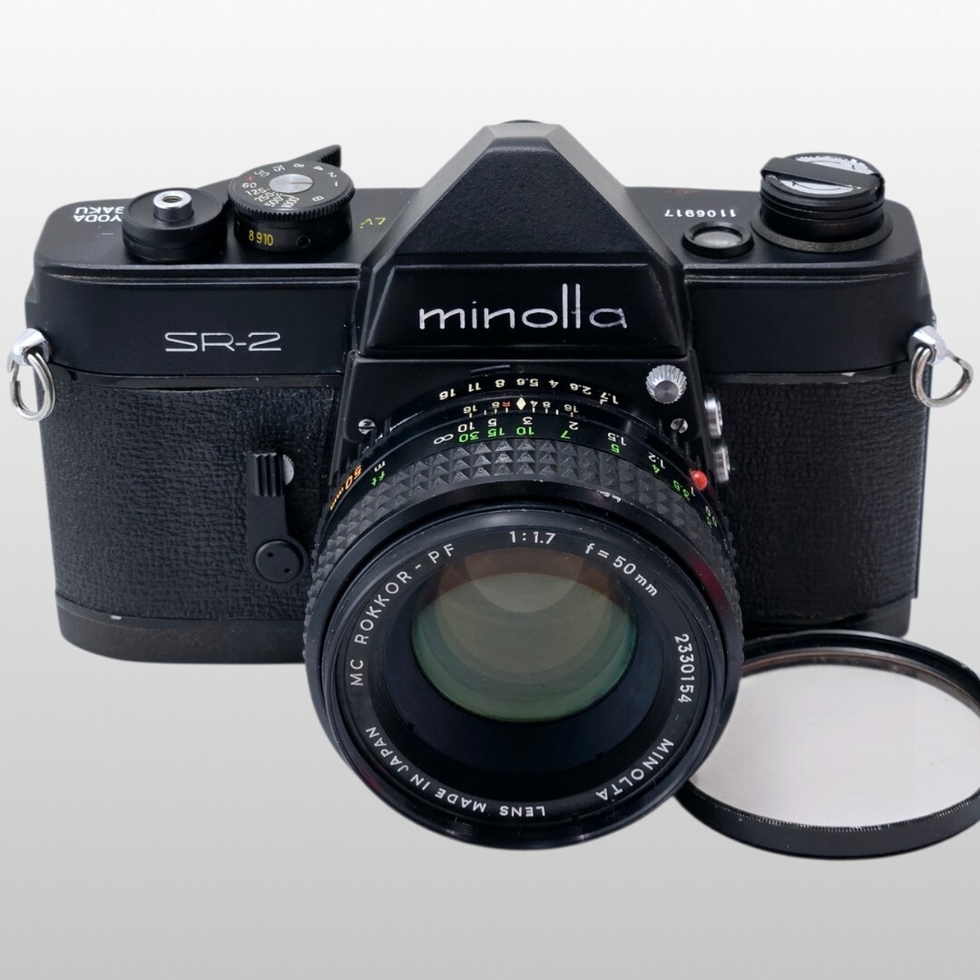 【整備済/保証付】MINOLTA SR-2 ブラック MC ROKKOR-PF 50mm F1.7 CHIYODA KOGAKU ボディ レンズセット Repaint Film Camera #22291#22439拍卖
