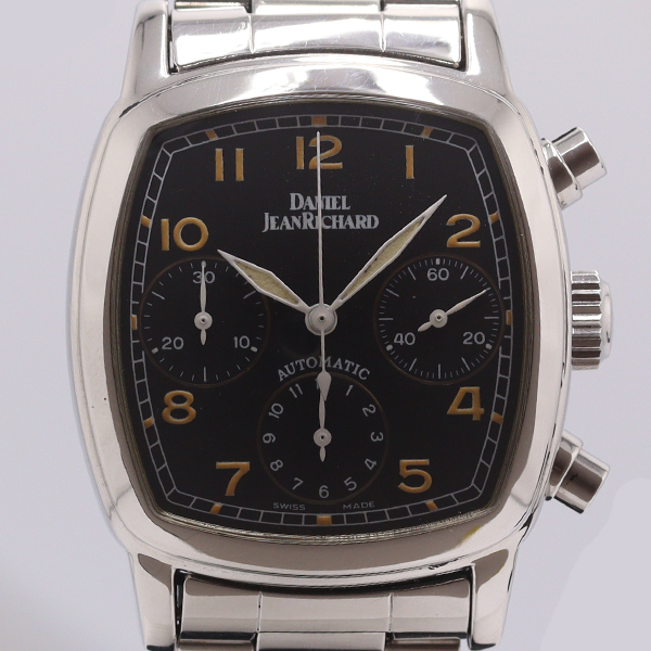 稼働 良品 ダニエルジャンリシャール TVスクリーン 25006 AT/自動巻 クロノグラフ ブラック文字盤 メンズ腕時計 0002310 7TJT ABC27571 NGC拍卖