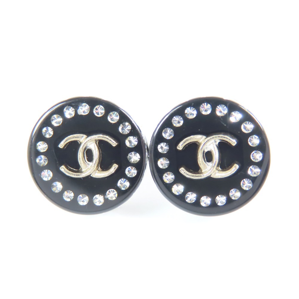 209272★1円スタート★CHANEL シャネル 新品同様美品 ココマーク ラウンド 丸型 D20C アクセサリー ピアス プラスチック ラインストーン拍卖