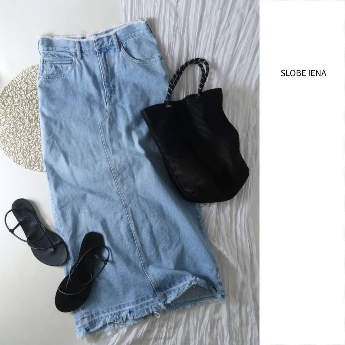 1.3万☆2024年☆イエナ SLOBE IENA☆洗える 綿100% LE DENIM リーンカットオフスカート 38サイズ☆M-B 4246拍卖