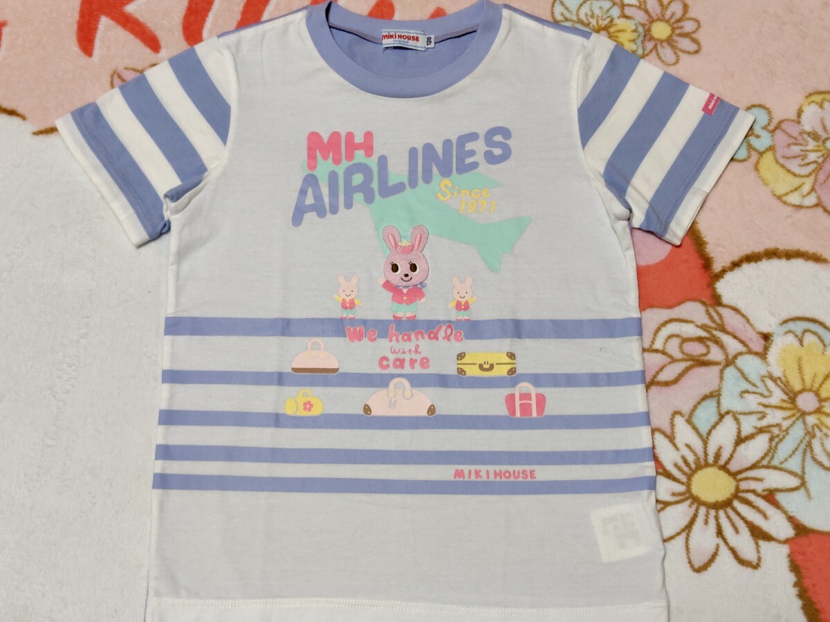 ミキハウスoriginalうさこAIR LINE半袖T120.拍卖