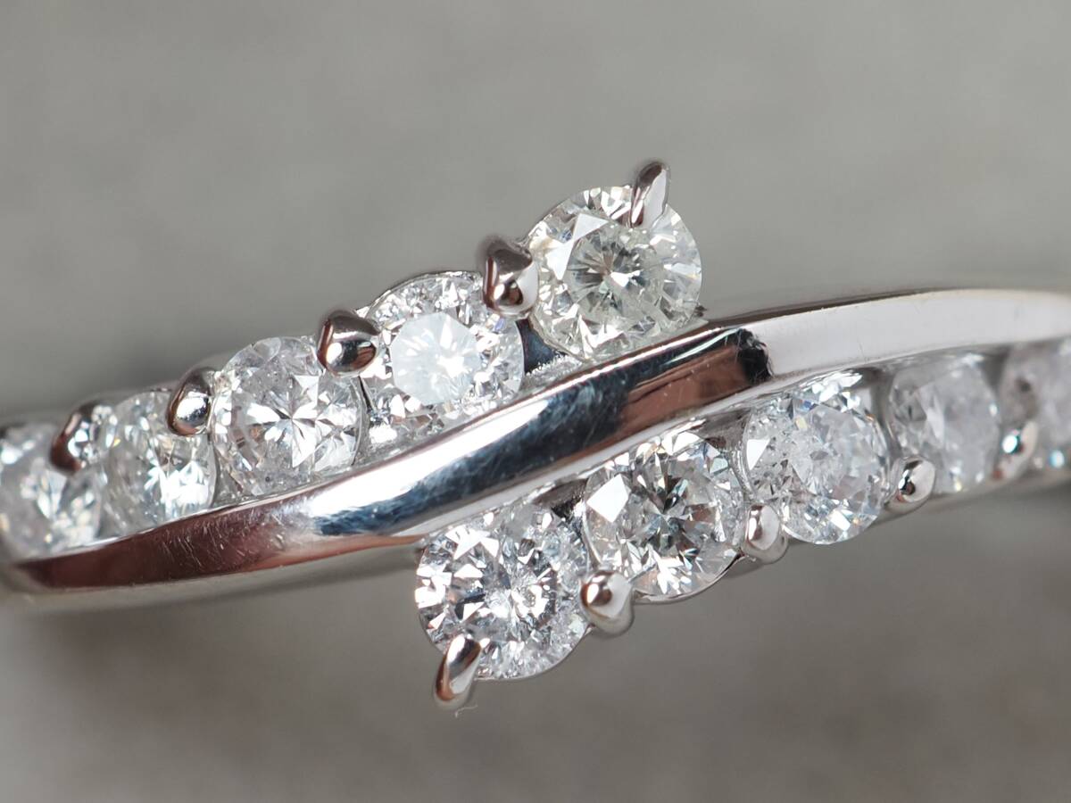 【10643P】K14WG 天然ダイヤモンド 0.50ct/1.74g/リング 指輪 ♯9拍卖