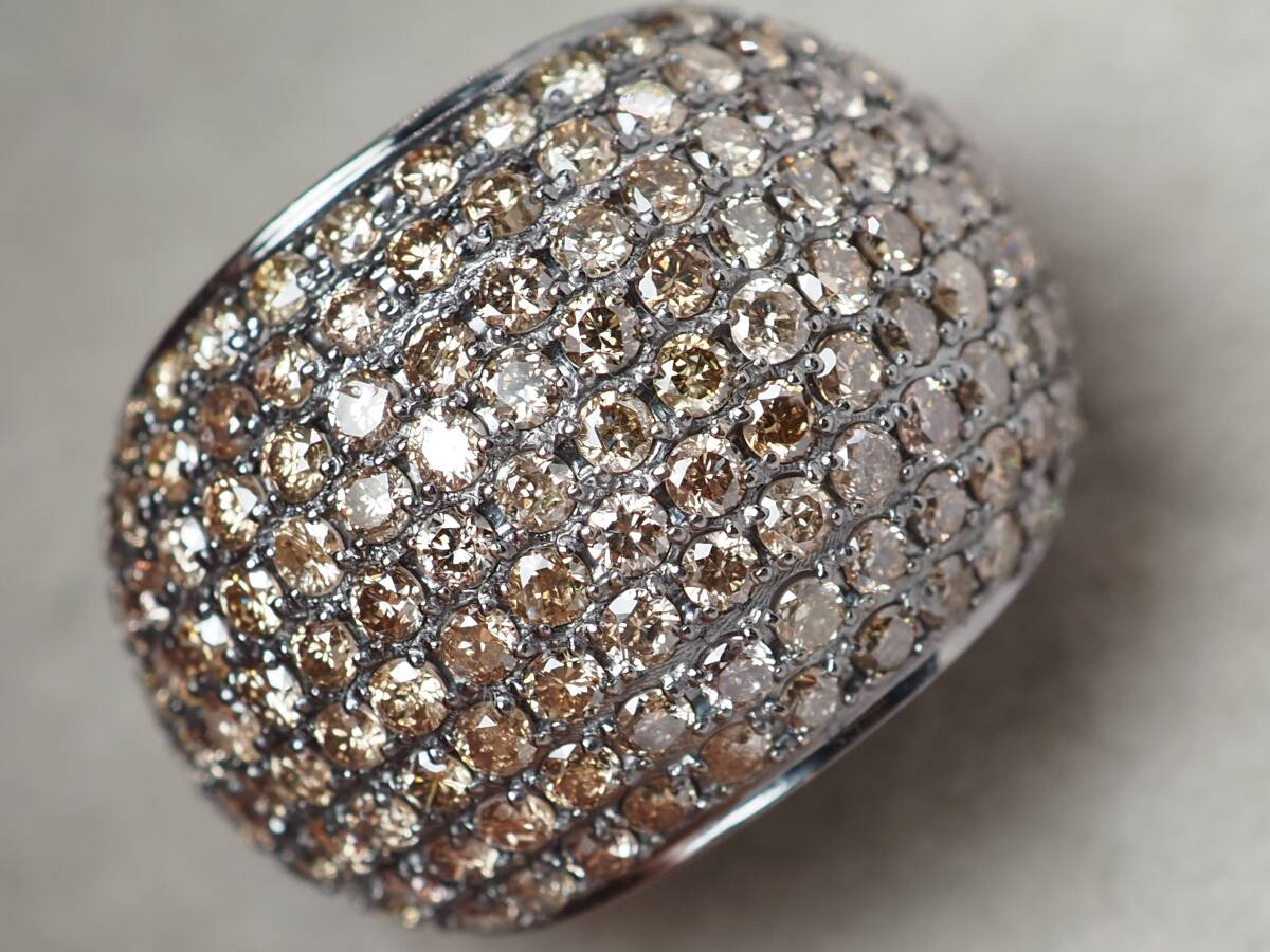 【10635P】K18 天然ダイヤモンド 3.00ct/4.43g/ブラック加工 リング 指輪 ♯12拍卖