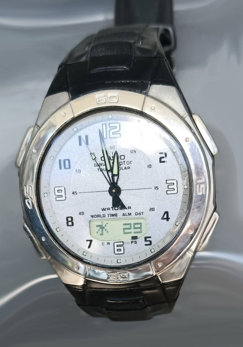 【1円出品】CASIO WVA-470 ウェーブセプター 針動きました タフソーラー 電波時計 wave ceptor拍卖