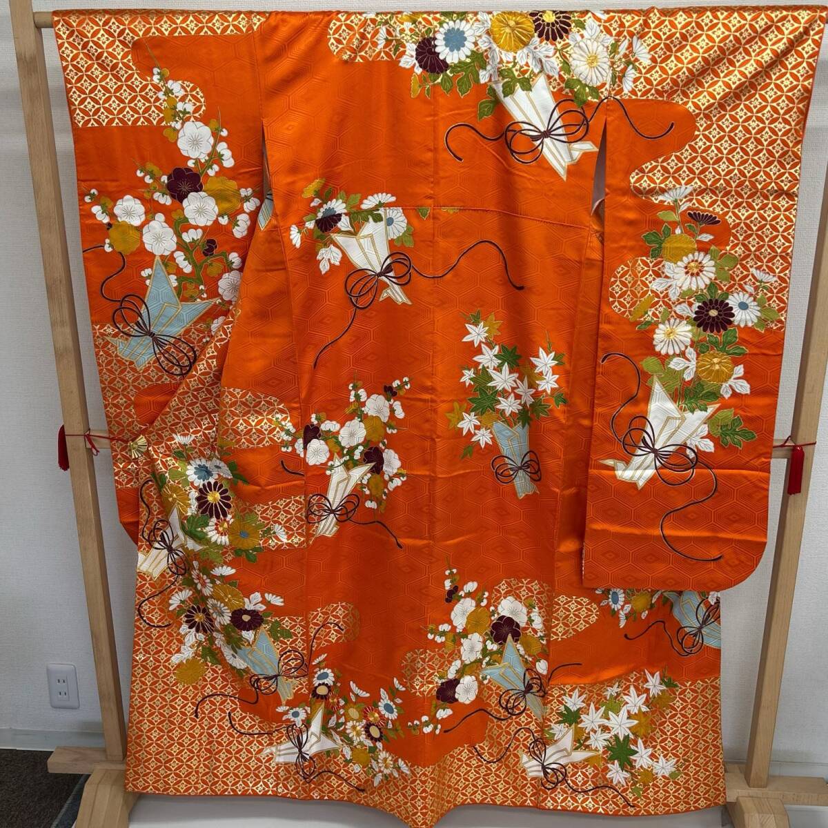 振袖 正絹 豪華 金駒刺繍 花柄 吉祥文様 着物 MK-8286拍卖