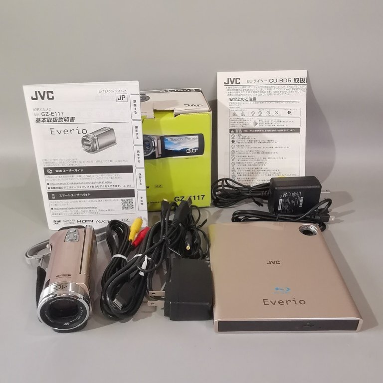 美品 動作品 JVC Everio GZ-E117-N ピンク デジタルビデオカメラ 元箱 / 専用 BDライター CU-BD5 Z8831拍卖