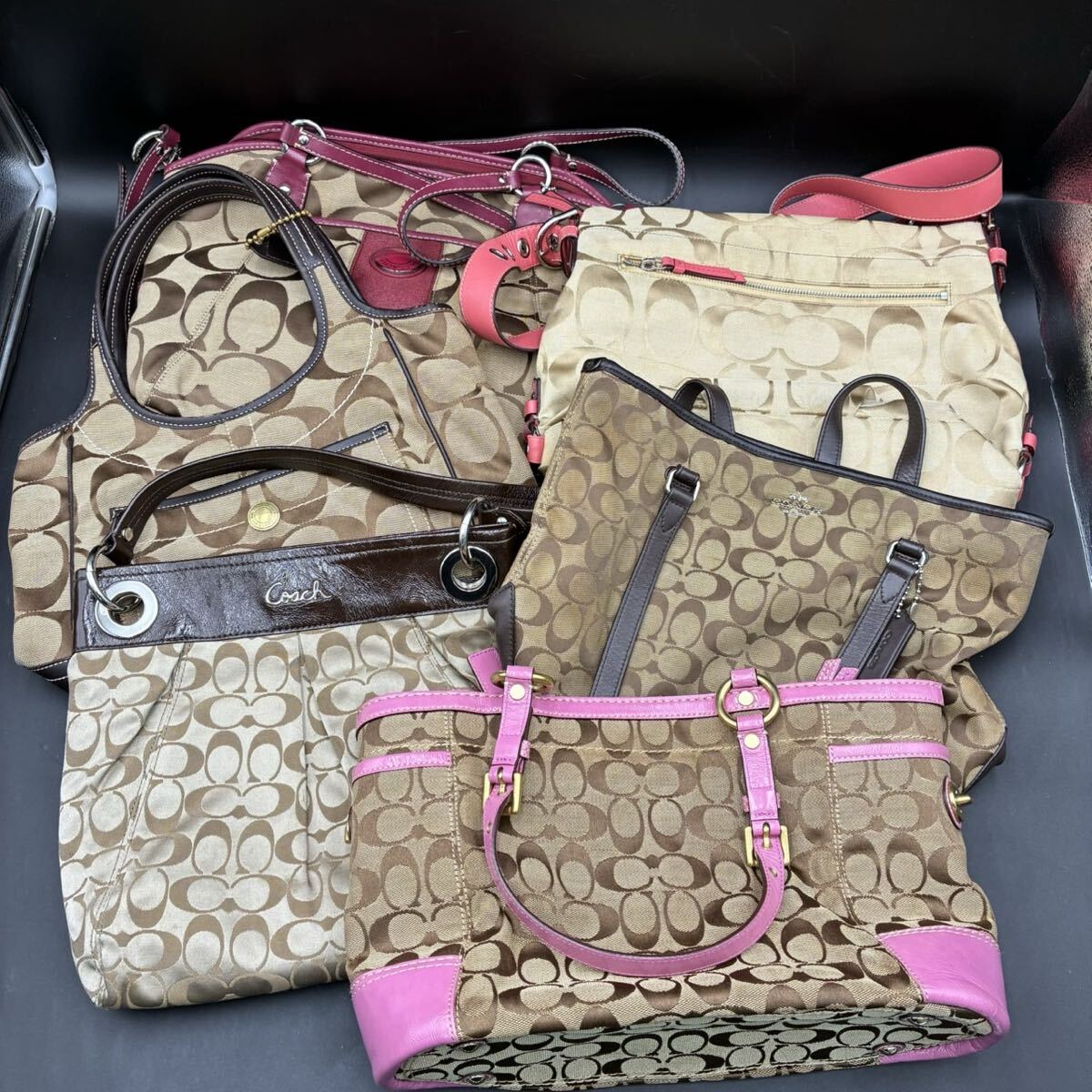 1円スタート COACH コーチ まとめ 6点 トート ハンド ショルダー バッグ AY08023拍卖