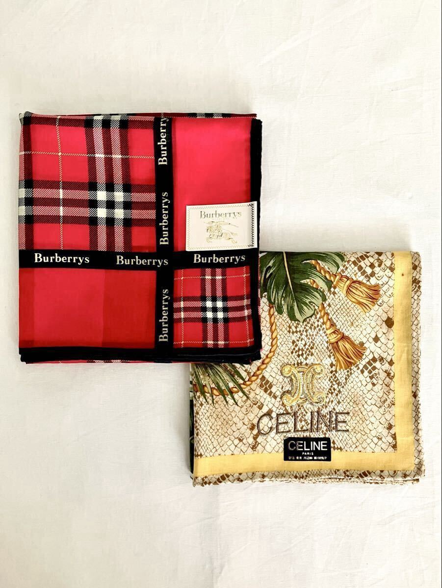 ◆BURBERRY CELINE ハンカチ 2枚セット◆ブランドハンカチ◆バーバリー◆セリーヌ◆拍卖