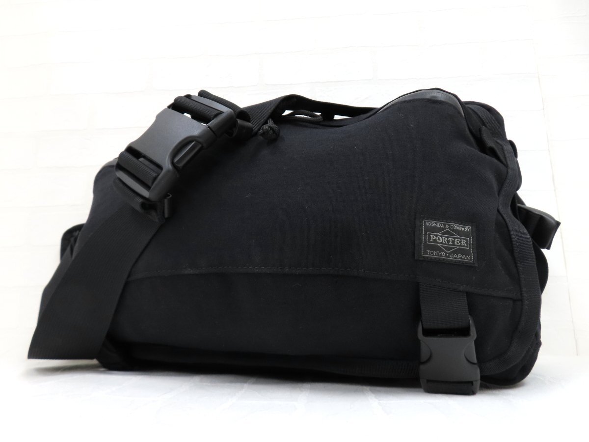 ◆超美品◆PORTER ポーター 吉田カバン◆メンズ◆ナイロンキャンバス◆ボディ バッグ ウエスト ポーチ◆ブラック◆日本製◆A18703拍卖