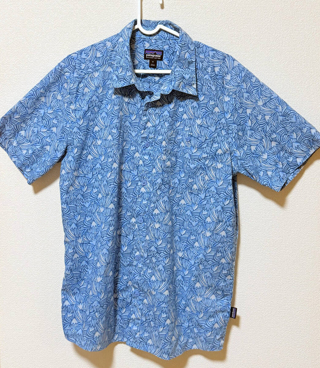 Patagonia パタゴニア メンズ半袖 アロハシャツ ブルー系 サイズM 中古品拍卖